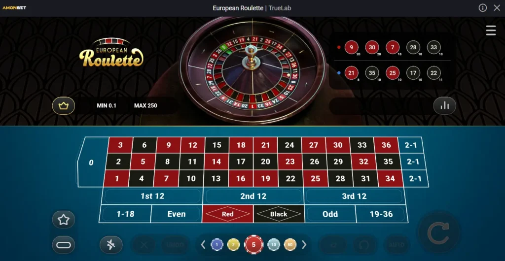 European Roulette sur Amonbet Casino